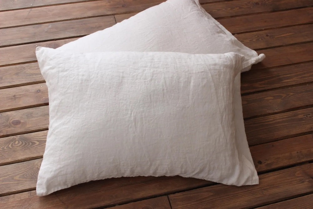 Hausewife style Linen Pillow Cover. Soft Organic Pillowcase Envelope Closure. Color and Size Variation
