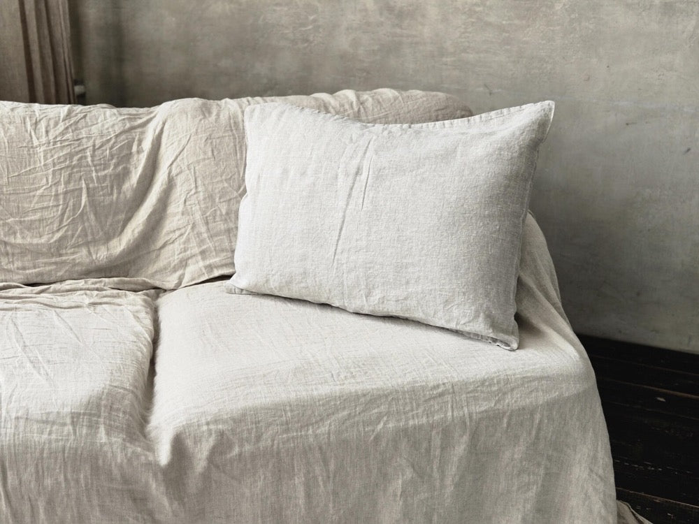 Stonewashed Linen Pillow Cover: Farmhouse Bed Pillowcase, Envelope Closure