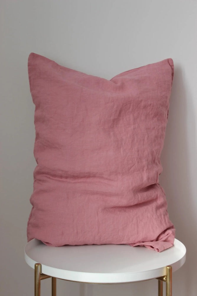 Hausewife style Linen Pillow Cover. Soft Organic Pillowcase Envelope Closure. Color and Size Variation