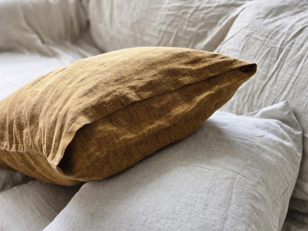 Stonewashed Linen Pillow Cover: Farmhouse Bed Pillowcase, Envelope Closure