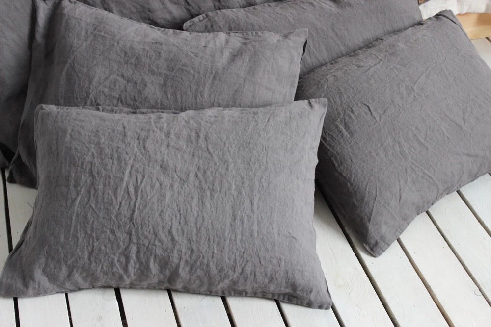 Hausewife style Linen Pillow Cover. Soft Organic Pillowcase Envelope Closure. Color and Size Variation