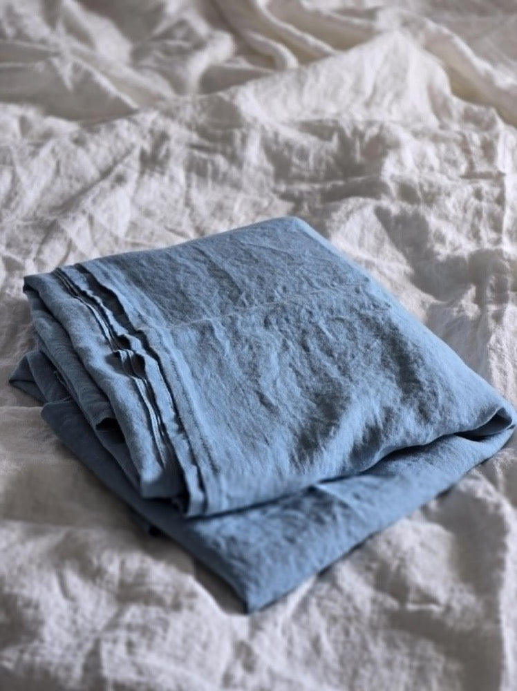 Organic Linen Flat Bed Sheet: Natural Stonewashed OEKO-TEX Certified